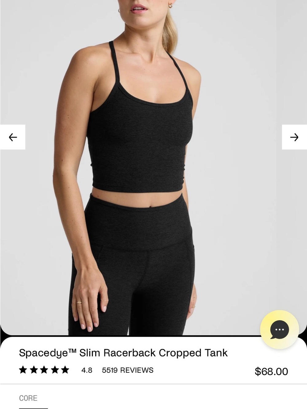 Beyond Yoga Black Spacedye Slim Racerback Cropped Tank